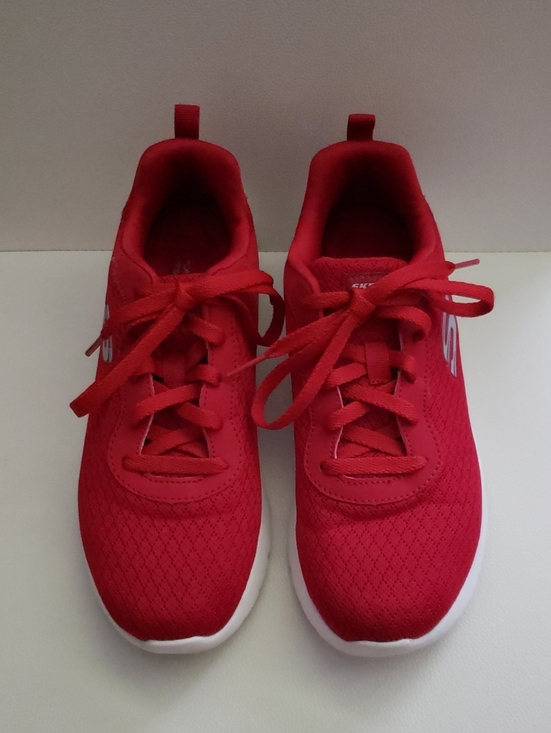 Skechers Shoes - Skechers Women's Red Knit Lace-Up Sneakers with White Soles - Size 7.5
